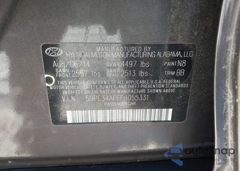 2015 Hyundai Sonata Sport from USA, damaged, VIN 5NPE34AF6FH055331